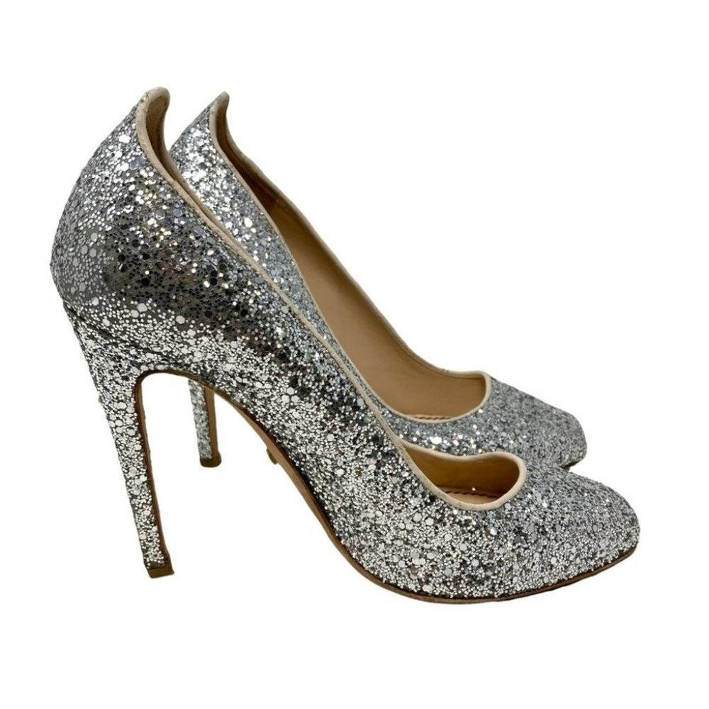 Jerome C. Rousseau Silver Glitter Pumps - Size 7 - Picture 5 of 12
